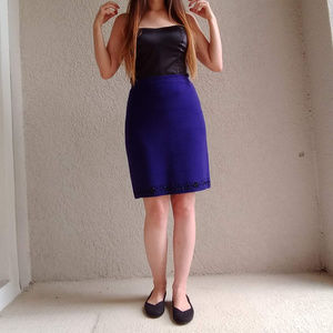 Vintage Gantos Purple Knit Skirt w/ Beaded Hem